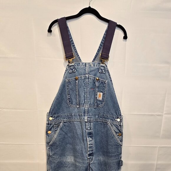Vintage Carhartt Overalls Mens Blue Denim Farmer Construction - Picture 16 of 16